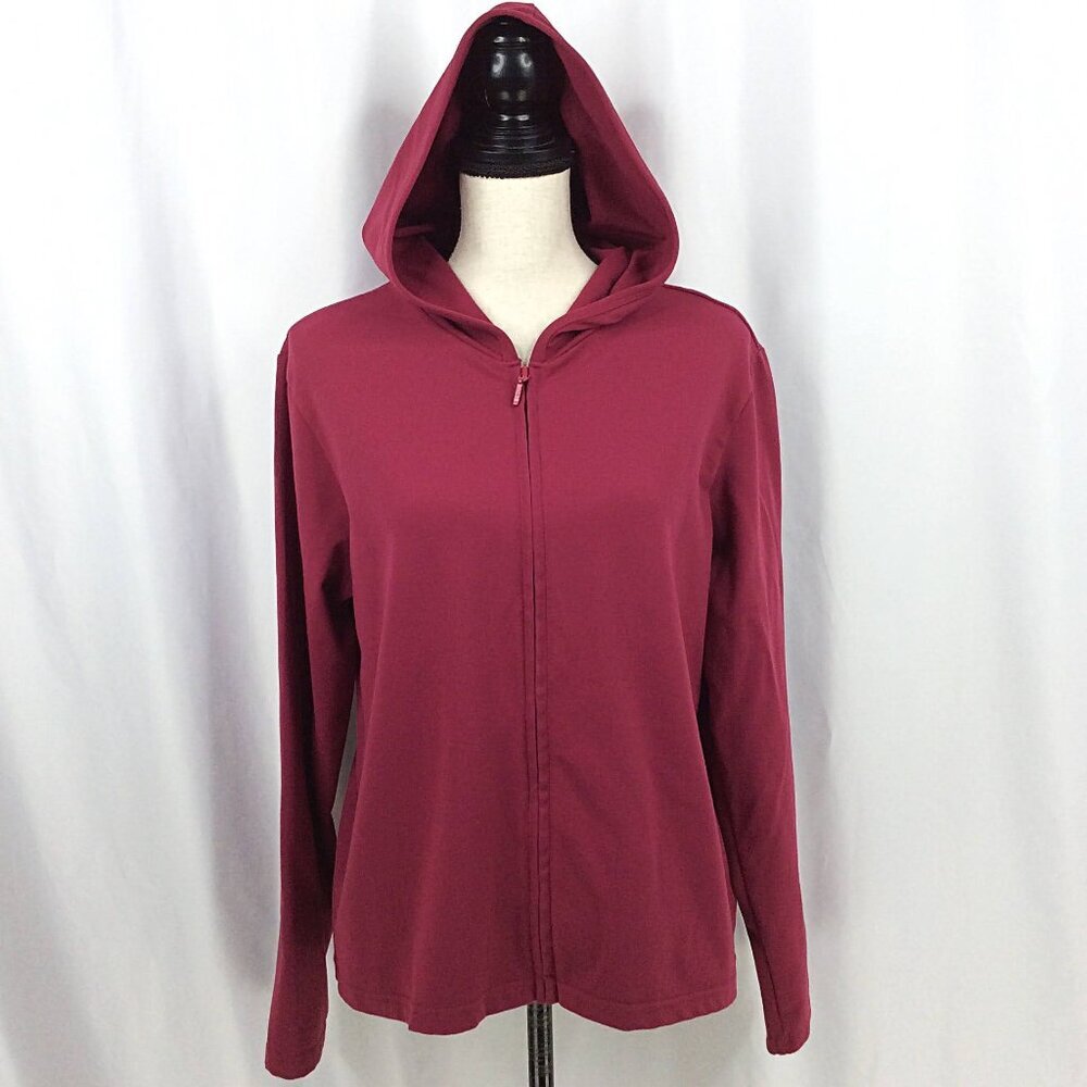 Coldwater Creek Hooded Jacket Womens Size Medium Magenta Stretch Full Zip Travel